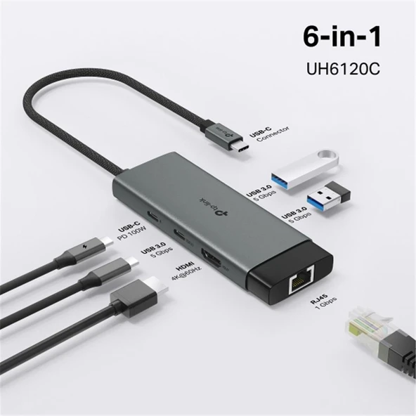 Tp-Link UH6120C USB Type C Docking Station 6 Port ( USB-C PD + USB C + USB 3.0 X2 ) - 2