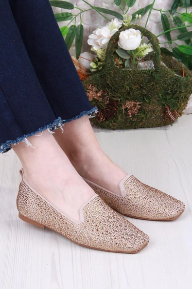 Fort 128-133 Fls Triko Taş Baskı Detaylı Kut Burun Kadın Babet - Resim 6