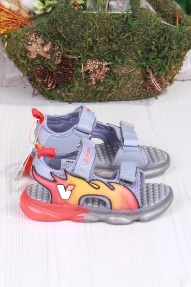 Vicco 332.P25Y.256 Jack Gri Rahat Esnek Işıklı Erkek Çocuk Sandalet - Resim 2