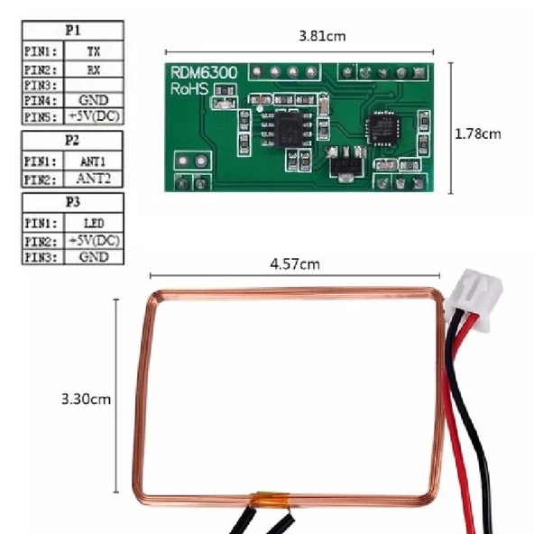 Rdm6300 125 Khz Rfıd Kart Okuyucu Kablosuz Manyetik Kart Okuyucu Em4100 Göstergeç Kimlik - Resim 7