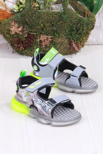 Vicco 332.B25Y.255 Felipe Gri Rahat Esnek Işıklı Erkek Çocuk Sandalet - Resim 3