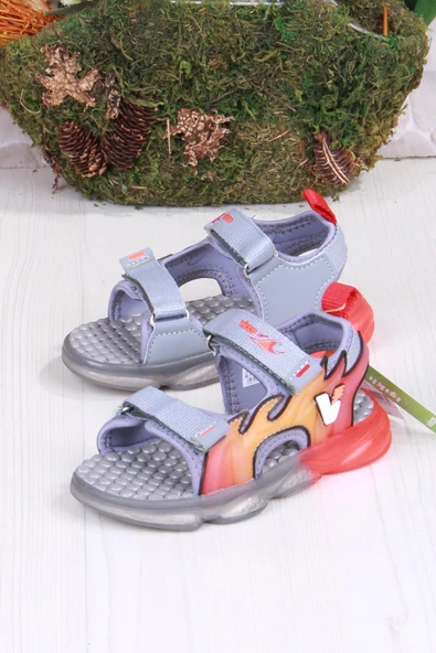 Vicco 332.P25Y.256 Jack Gri Rahat Esnek Işıklı Erkek Çocuk Sandalet - Resim 4