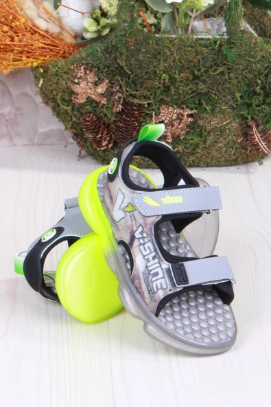 Vicco 332.P25Y.255 Felipe Gri Rahat Esnek Işıklı Erkek Çocuk Sandalet