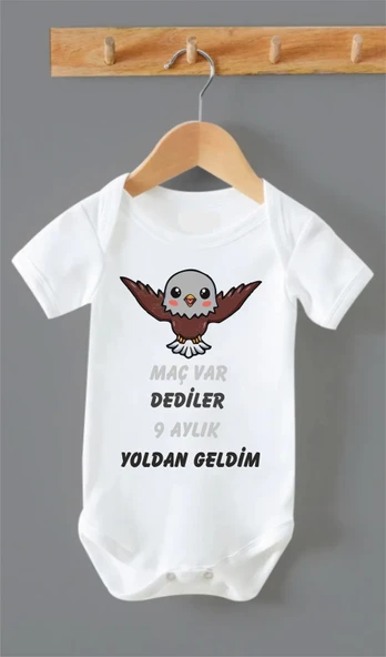 ORGANİK %100 PAMUKLU MAÇ VAR DEDİLER BEŞİKTA BASKILI YENİ Bebek Body Çıtçıtlı Badi