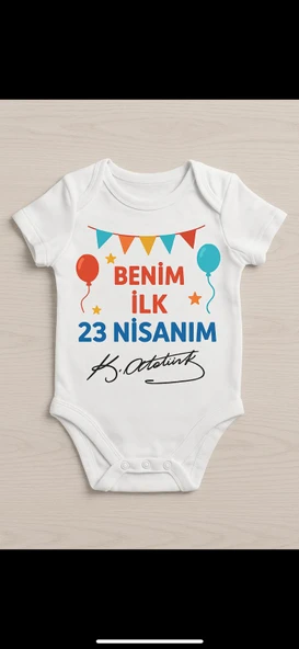 % 100 Organik Bebek Body Benim İlk 23 Nisanım Body - 2
