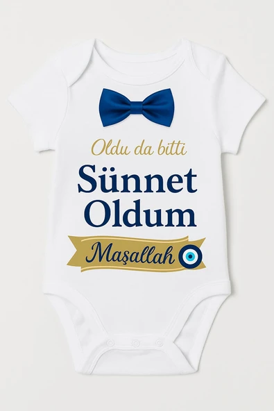 Organik %100 Pamuk Sünnet Oldum Bebek Body Badi Zıbın ZBN484 - 2