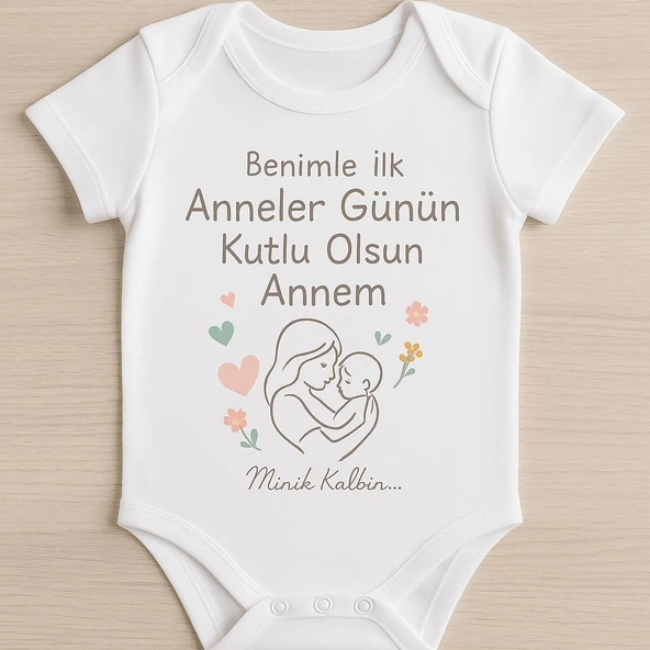 Organik %100 Pamuk Anneler Günü Bebek Body Badi Zıbın ZBN494