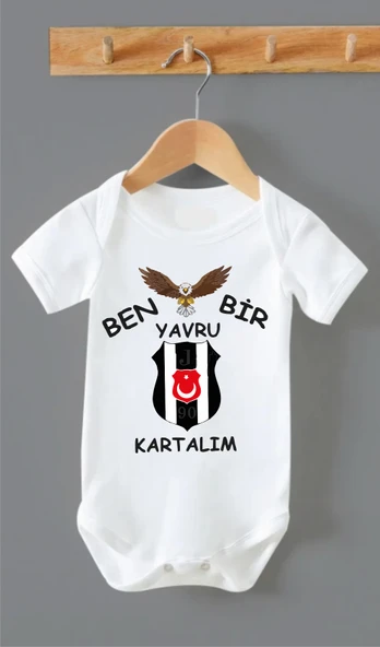ORGANİK %100 PAMUKLU YAVRU KARTAL BASKILI Bebek Body Çıtçıtlı Badi 000