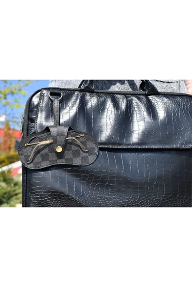 ömrüm style Asılabilir Gözlük Kılıfı Charm Gri Kareli - 3