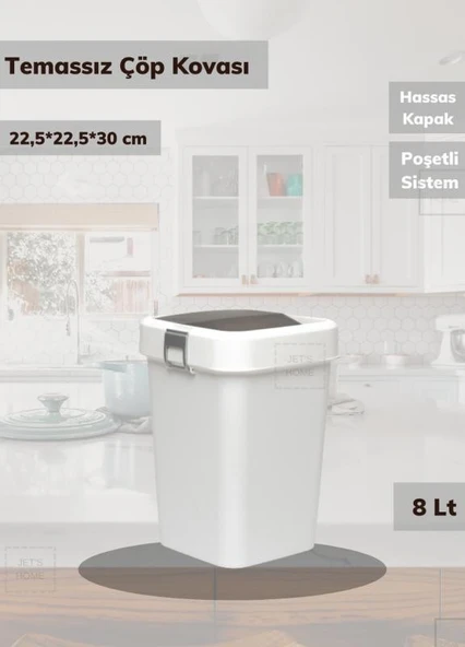 Çöp Kovası Tezgah Üstü Çöp Kutusu Beyaz 8 Litre