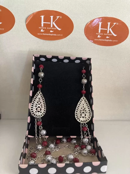 HK EL İŞİ LAV TAŞI KRİSTAL KOLYE