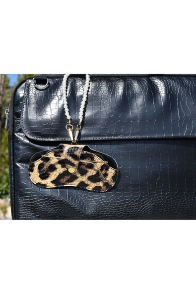 ömrüm style Asılabilir Gözlük Kılıfı Charm Leopar İnci - 3