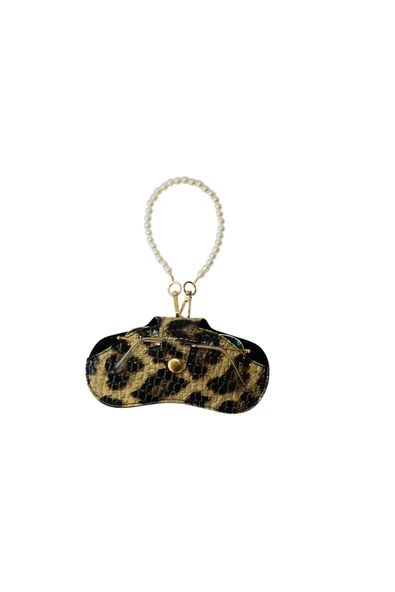 ömrüm style Asılabilir Gözlük Kılıfı Charm Leopar İnci