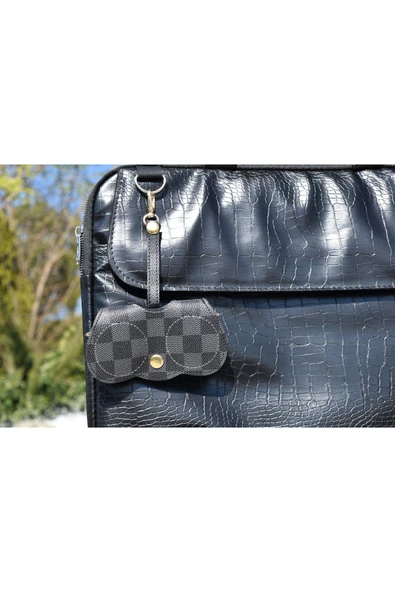 ömrüm style Asılabilir Gözlük Kılıfı Charm Gri Kareli - 3