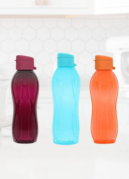 3’lü Set Matara Okul Suluğu Kapaklı Plastik Su Şişesi 750 ml
