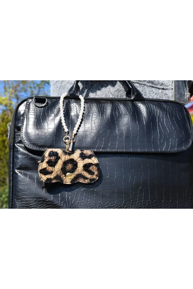ömrüm style Asılabilir Gözlük Kılıfı Charm Leopar İnci Çift Koruma - 3