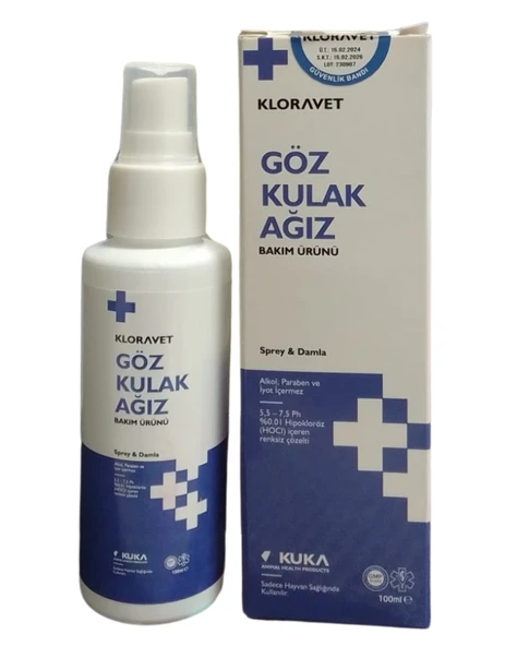 Kloravet Kedi ve Köpekler İçin Göz Kulak ve Ağız  Temizleme Bakım Ürünü 100 Ml