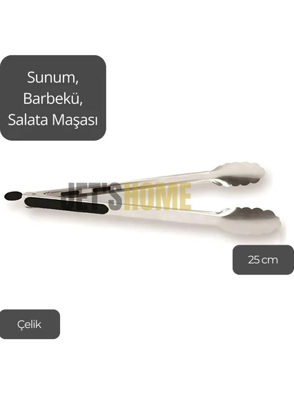 Sunum Maşası Barbekü Maşası Mangal Maşa Çelik Salata Maşası 25 cm - 4