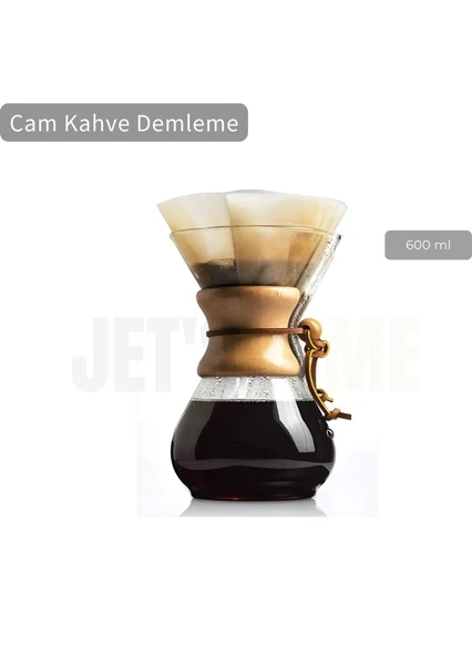 600 ml Chemex Cam Kahve Demleme Ahşap Tutacaklı Orta Boy 4 Bardak - 2