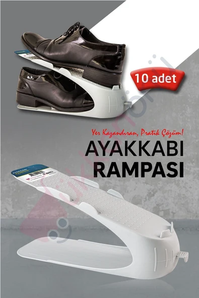 ARMESE Beyaz Ayakkabı Rampası Dolap Içi Düzenleyici Ayakkabı Koyucu (10 ADET)
