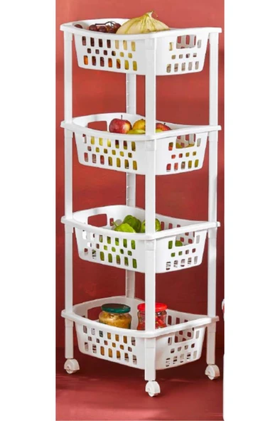 Flosoft 4 Katlı Patates ve Soğanlık, Katlı Sebzelik Meyvelik Mutfak Banyo Balkon Düzenleyici Raf - 3