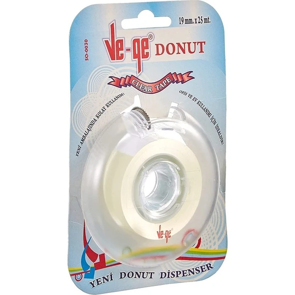 Ve-Ge Vege Donut Kesicili Şeffaf Bant 19MMX25 Metre N:SO-0030