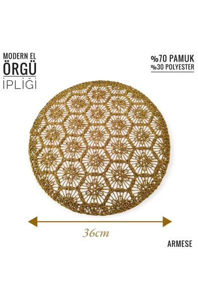 ARMESE 1 Adet Örgü Supla (SERVİS TABAK ALTLIĞI) 36cm Hardal