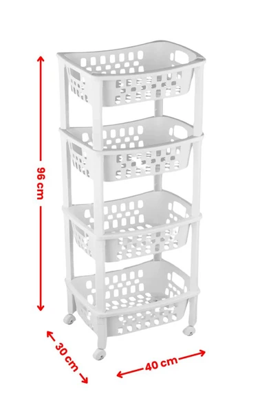 Flosoft 4 Katlı Patates ve Soğanlık, Katlı Sebzelik Meyvelik Mutfak Banyo Balkon Düzenleyici Raf - 4