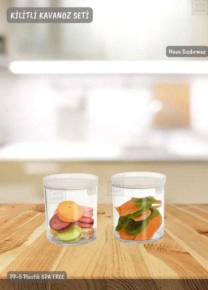2’li Kilitli Silindir Kavanoz Seti Erzak Kabı Hava Sızdırmaz 0,65 litre x 2 BPA FREE - 2