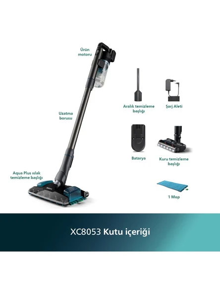 Philips 8000 Serisi Aqua Plus XC8053/01 Şarjlı Dikey Süpürge - 2