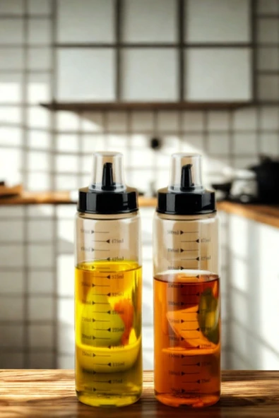ARMESE 2'li Cam Yağdanlık Zeytin Yağ Sıvı Yağ Şişesi Cam Şişe 500ml