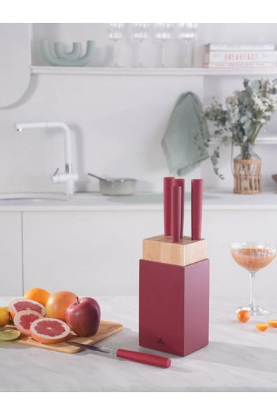 Karaca Viego 6 Parça Standlı Bıçak Seti Red