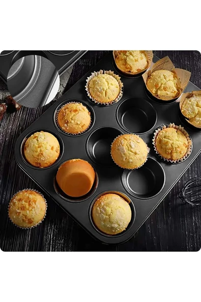 ARMESE 12'li Cupcake-mini Cheesecake Ve Muffin Için Yanmaz Tepsi - Kek, Kurabiye, Turta Ve Çörek Kalıbı
