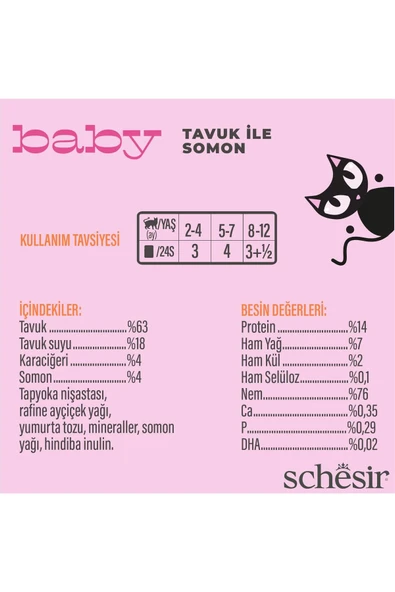 Schesir Baby Tavuk Ile Somon Et Suyunda Konserve 70g