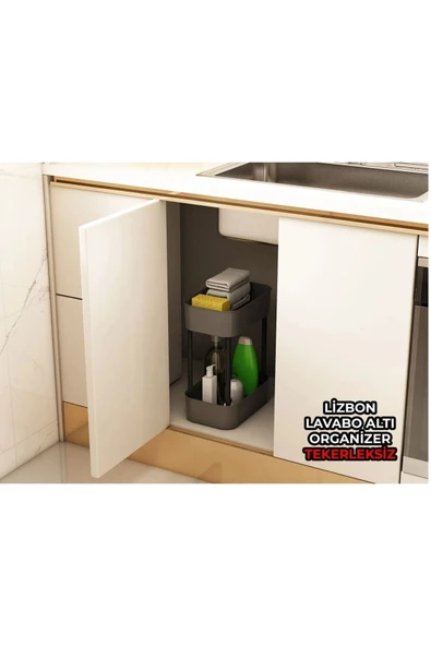 ARMESE Lüks Çok Amaçlı 2 Katlı Banyo Düzenleyici Dolap Içi Tezgah Altı TEKERLEKSİZ Organizer - 3