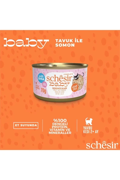 Schesir Baby Tavuk Ile Somon Et Suyunda Konserve 70g - 2