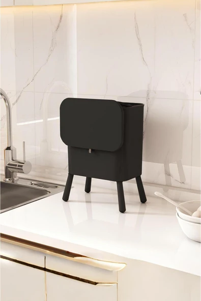 ARMESE Ayaklı Fonksiyonel Kapaklı Banyo Ve Mutfak Çöp Kovası (15 Litre)