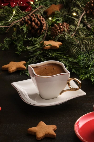Emsan Sonsuz Aşk 2 Kişilik Kahve Fincan Takımı Beyaz Gold 100 ml - 3