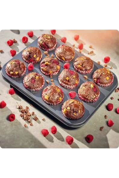ARMESE 12'li Cupcake-mini Cheesecake Ve Muffin Için Yanmaz Tepsi - Kek, Kurabiye, Turta Ve Çörek Kalıbı - 2