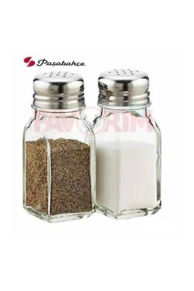 Paşabahçe Baharatlık 80221 Kare Tabanlı Metal Kapaklı Tuzluk Biberlik 2'li Fma01502 3655seri