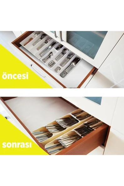 ARMESE 5 Bölmeli Yeni Nesil Kaşıklık Antrasit Çekmece Içi Düzenleyici Çatal Bıçak Kaşık Düzenleyici - 3