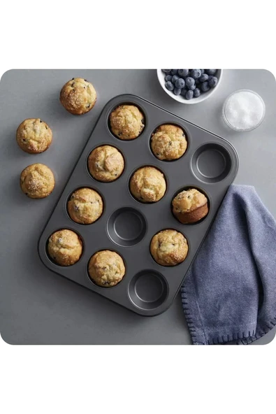 ARMESE 12'li Cupcake-mini Cheesecake Ve Muffin Için Yanmaz Tepsi - Kek, Kurabiye, Turta Ve Çörek Kalıbı - 4