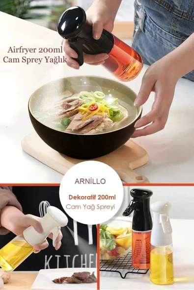 ARMESE Sirke Yağ Püskürtücü Yağdanlık 200ml Pratik Püskürtmeli Sprey Cam Şişe Zeytinyağı - 4