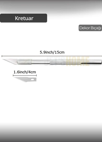 Pasta Dekor Bıçağı Kretuar Süsleme Bıçağı Alüminyum Saplı Gravür Bıçağı Yedek Başlıklı 14,5 cm - 3