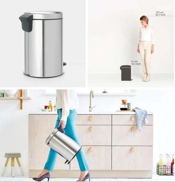 Brabantıa Newıcon Fpp Matt Steel Pedallı Çöp Kutusu 12 lt - Resim 2