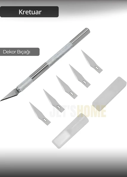 Pasta Dekor Bıçağı Kretuar Süsleme Bıçağı Alüminyum Saplı Gravür Bıçağı Yedek Başlıklı 14,5 cm - 4