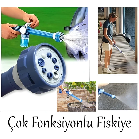 Araç Yıkama Köpürtme Tabancası Bahçe Sulama 8 Fonksiyonlu Deterjan Hazneli Hortum Bağlantılı 1 Adet - 4