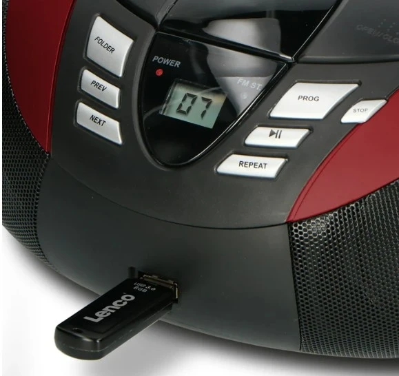LENCO SCD-37 USB Kırmızı - Taşınabilir FM Radyo CD ve USB oynatıcı - Kırmızı - 3