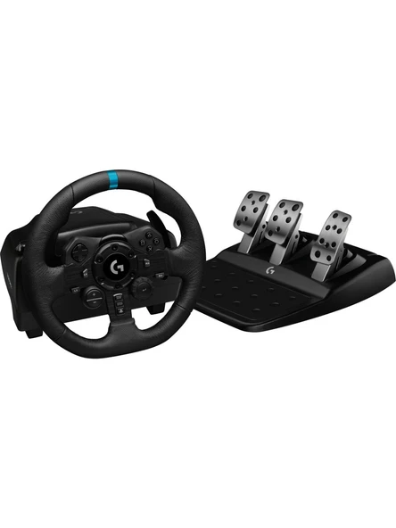 Logitech G G923 Driving Force Yarış Direksiyonu, Aşamalı Fren Pedalı, Alüminyum, Çelik ve Deri Yapı, PS3/PS4/PS5/PC ile Uyumlu, Trueforce Teknolojisi, Aşamalı Fren Pedalı, Siyah