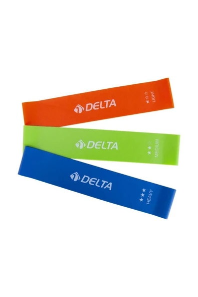 Delta Latex 3'lü Aerobik Pilates Direnç Egzersiz Bandı Squat Çalışma Lastiği (Uç Kısmı Kapalı) - 2